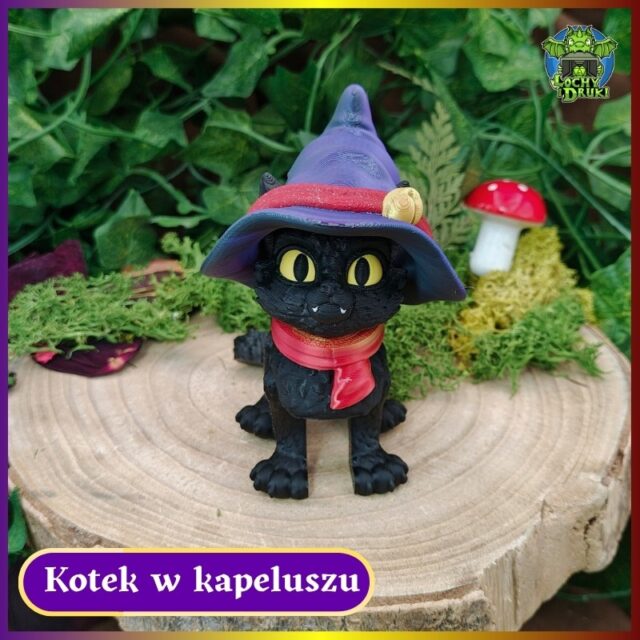 Kotek w Kapeluszu – magiczna figurka czarnego kota 3D