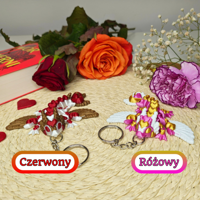 Przegubowy Smok Serduszkowy (M, brelok, różne kolory)